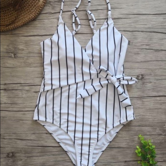 Other - Striped One-Piece Tied Bathing Suit